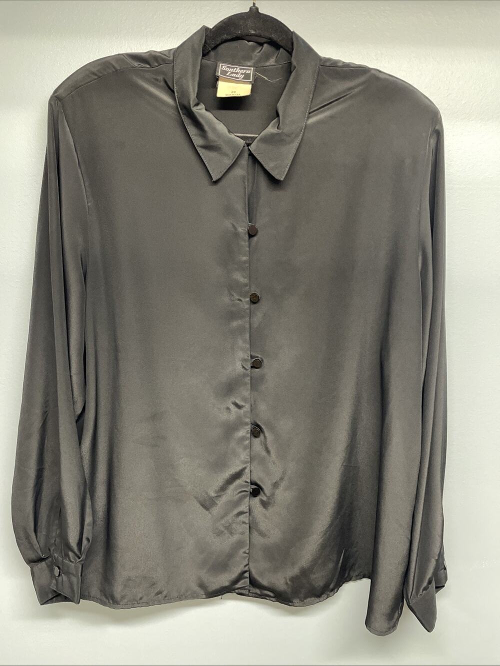 Southern Lady - Women’s Long Sleeve Black Button-up Blouse - Size 20